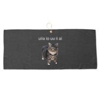 Uiia Cat I Wake Up I Engage In Tomfoolery Large Microfiber Waffle Golf Towel
