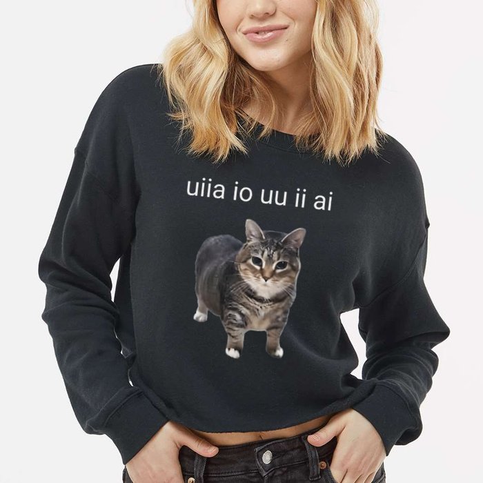Uiia Cat I Wake Up I Engage In Tomfoolery Cropped Pullover Crew