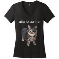 Uiia Cat I Wake Up I Engage In Tomfoolery Women's V-Neck T-Shirt