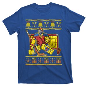 Ugly Christmas Ice Hockey Player Puck Santa Claus New Year Cool Gift T-Shirt