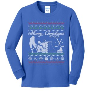 Ugly Christmas Ice Hockey Fan Player Happy Hockeydays Cool Gift Kids Long Sleeve Shirt