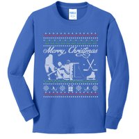 Ugly Christmas Ice Hockey Fan Player Happy Hockeydays Cool Gift Kids Long Sleeve Shirt