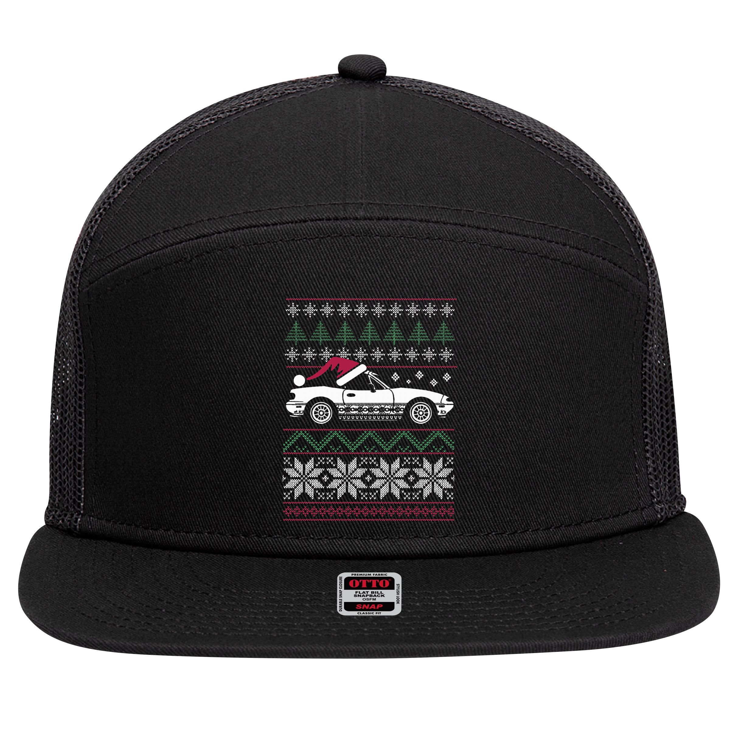 Ugly Christmas JDM Import Car  7 Panel Mesh Trucker Snapback Hat