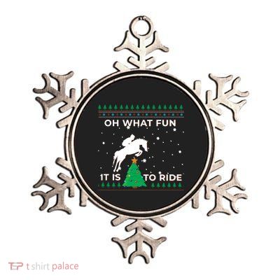 Ugly Christmas Jumper Funny Horse Rider Equestrian Cowboy Metallic Star Ornament
