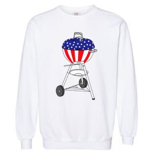 Usa Charcoal Kettle Grill July 4th Grill Garment-Dyed Sweatshirt