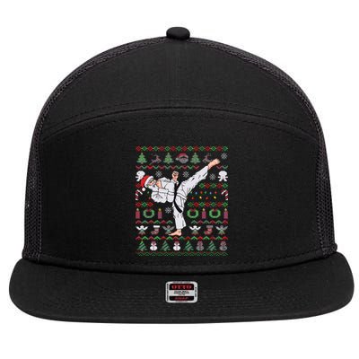 Ugly Christmas Karate Santa Claus Martial Arts 7 Panel Mesh Trucker Snapback Hat