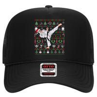 Ugly Christmas Karate Santa Claus Martial Arts High Crown Mesh Back Trucker Hat