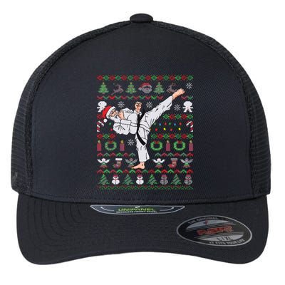 Ugly Christmas Karate Santa Claus Martial Arts Flexfit Unipanel Trucker Cap