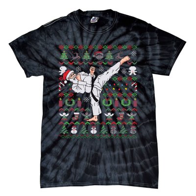 Ugly Christmas Karate Santa Claus Martial Arts Tie-Dye T-Shirt