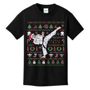 Ugly Christmas Karate Santa Claus Martial Arts Kids T-Shirt