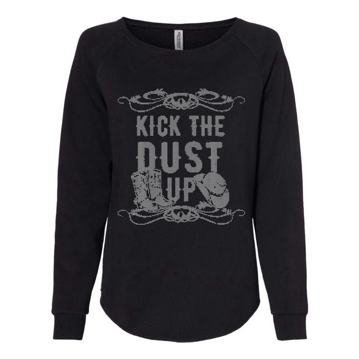 Ugly Christmas Kick The Dust Up Cowboy Cowgirl Western Womens California Wash Sweatshirt