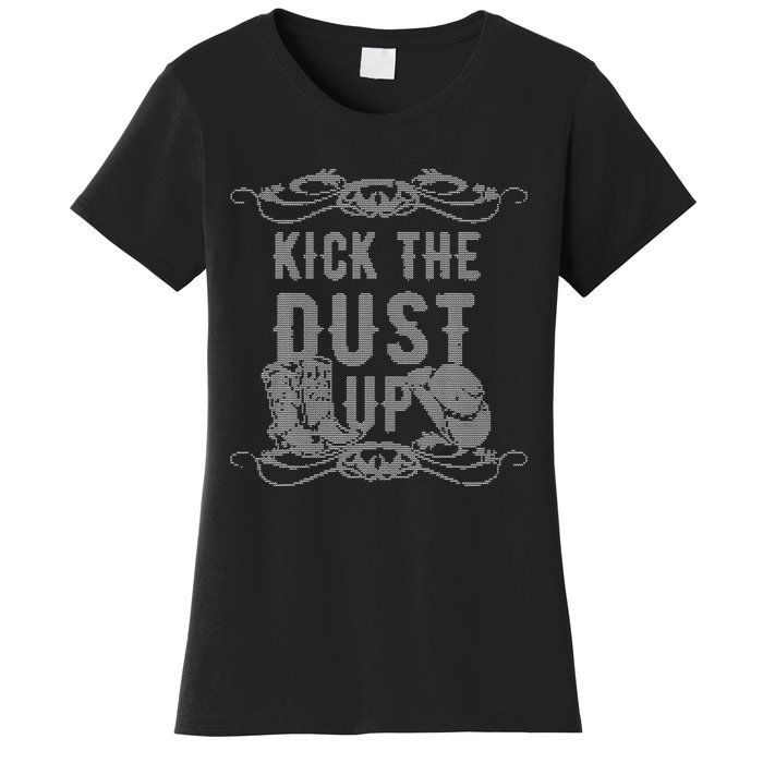 Ugly Christmas Kick The Dust Up Cowboy Cowgirl Western Women's T-Shirt