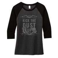 Ugly Christmas Kick The Dust Up Cowboy Cowgirl Western Women's Tri-Blend 3/4-Sleeve Raglan Shirt