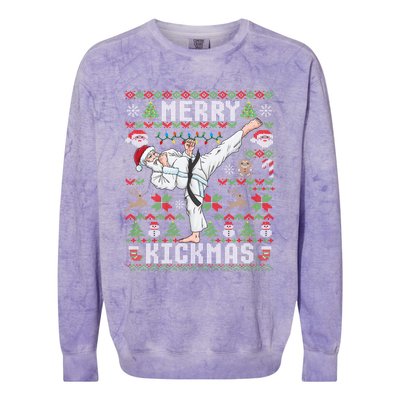 Ugly Christmas Karate Santa Claus Martial Arts Colorblast Crewneck Sweatshirt