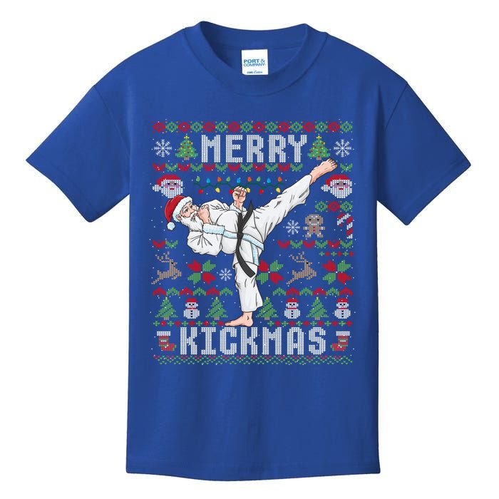 Ugly Christmas Karate Santa Claus Martial Arts Kids T-Shirt