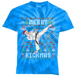 Ugly Christmas Karate Santa Claus Martial Arts Kids Tie-Dye T-Shirt