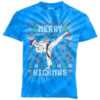 Ugly Christmas Karate Santa Claus Martial Arts Kids Tie-Dye T-Shirt