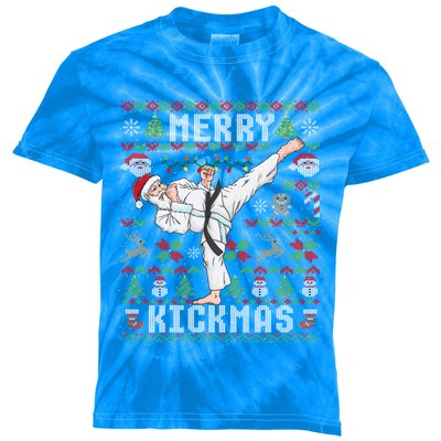 Ugly Christmas Karate Santa Claus Martial Arts Kids Tie-Dye T-Shirt