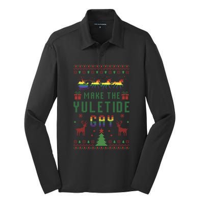 Ugly Christmas Lgbt Pride Rainbow Xmas Make The Yuletide Gay Gift Silk Touch Performance Long Sleeve Polo