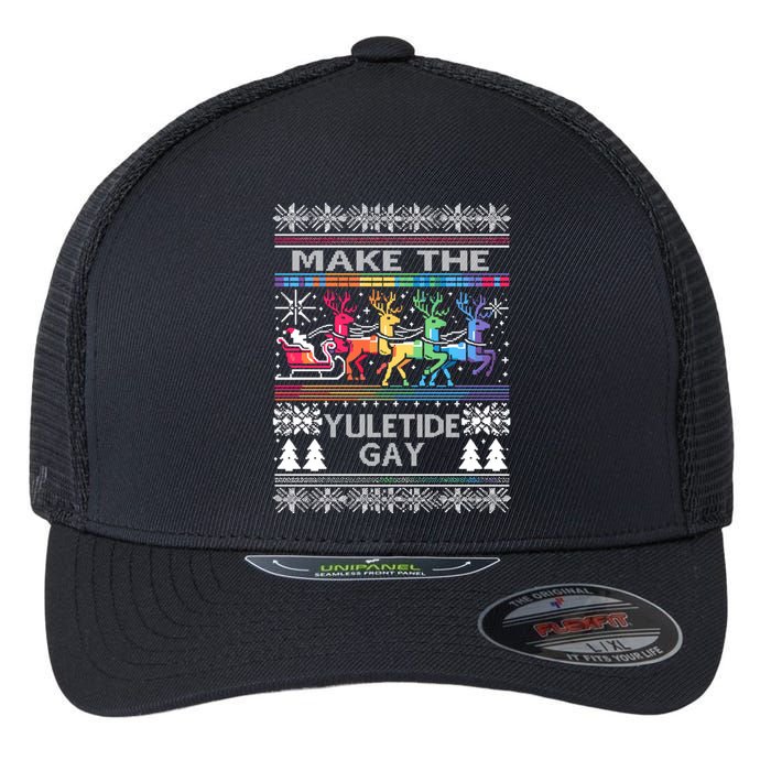 Ugly Christmas Lgbtq Pride Santa Claus Make Yuletide Gay Gift Flexfit Unipanel Trucker Cap