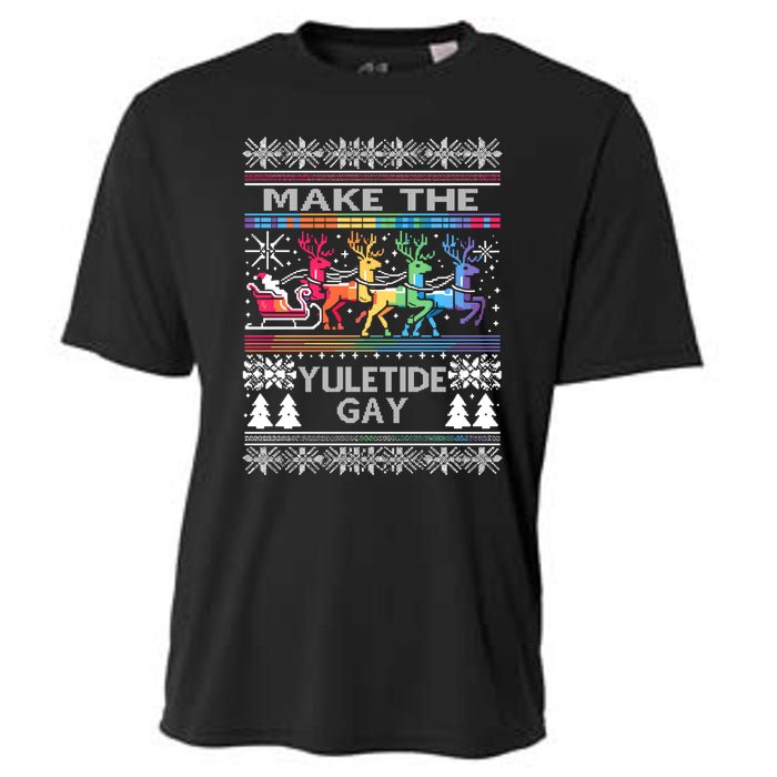 Ugly Christmas Lgbtq Pride Santa Claus Make Yuletide Gay Gift Cooling Performance Crew T-Shirt