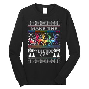 Ugly Christmas Lgbtq Pride Santa Claus Make Yuletide Gay Gift Long Sleeve Shirt