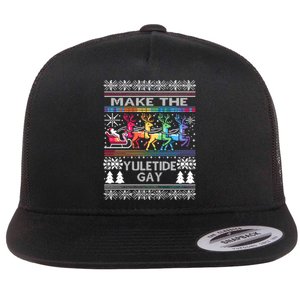 Ugly Christmas Lgbtq Pride Santa Claus Make Yuletide Gay Gift Flat Bill Trucker Hat