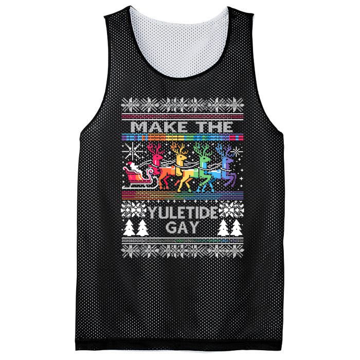 Ugly Christmas Lgbtq Pride Santa Claus Make Yuletide Gay Gift Mesh Reversible Basketball Jersey Tank