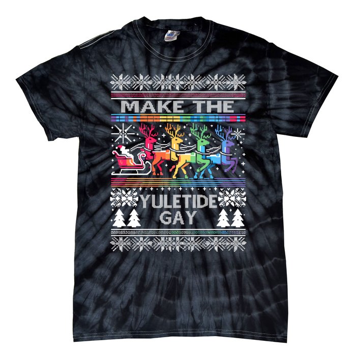 Ugly Christmas Lgbtq Pride Santa Claus Make Yuletide Gay Gift Tie-Dye T-Shirt