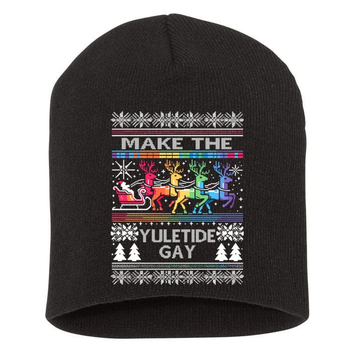 Ugly Christmas Lgbtq Pride Santa Claus Make Yuletide Gay Gift Short Acrylic Beanie