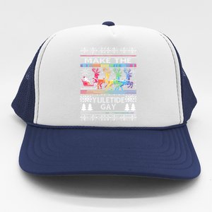 Ugly Christmas Lgbtq Pride Santa Claus Make Yuletide Gay Gift Trucker Hat