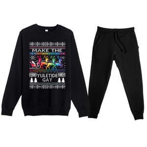 Ugly Christmas Lgbtq Pride Santa Claus Make Yuletide Great Gift Premium Crewneck Sweatsuit Set