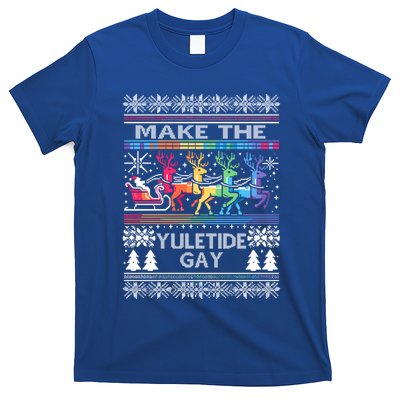 Ugly Christmas Lgbtq Pride Santa Claus Make Yuletide Great Gift T-Shirt