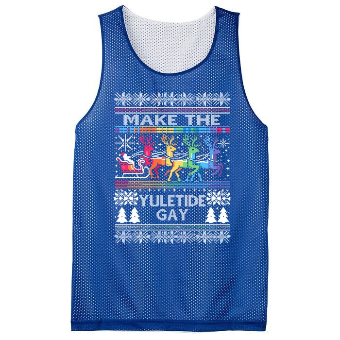 Ugly Christmas Lgbtq Pride Santa Claus Make Yuletide Great Gift Mesh Reversible Basketball Jersey Tank