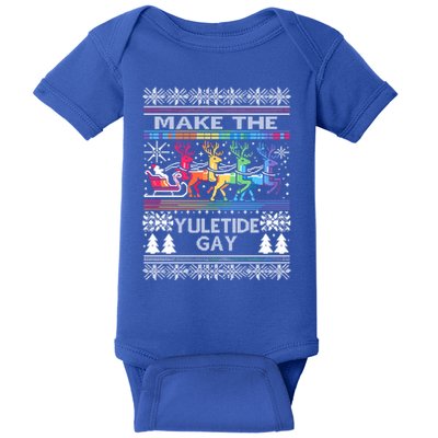 Ugly Christmas Lgbtq Pride Santa Claus Make Yuletide Great Gift Baby Bodysuit