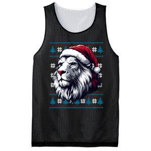 Ugly Christmas Lion Lovers Holiday Lion Santa Hat Mesh Reversible Basketball Jersey Tank