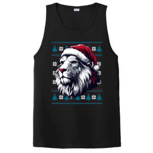 Ugly Christmas Lion Lovers Holiday Lion Santa Hat PosiCharge Competitor Tank