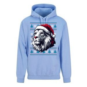 Ugly Christmas Lion Lovers Holiday Lion Santa Hat Unisex Surf Hoodie