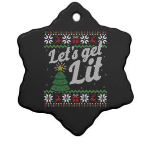 Ugly Christmas Lets Get Lit Funny Tree Gift Ceramic Star Ornament