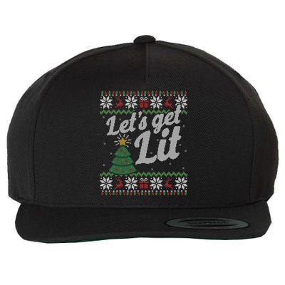 Ugly Christmas Lets Get Lit Funny Tree Gift Wool Snapback Cap