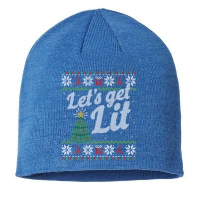 Ugly Christmas Lets Get Lit Funny Tree Gift Sustainable Beanie