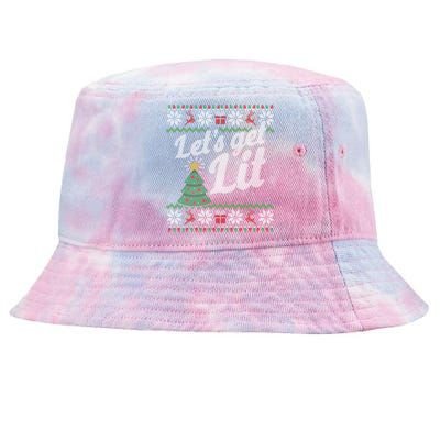 Ugly Christmas Lets Get Lit Funny Tree Gift Tie-Dyed Bucket Hat