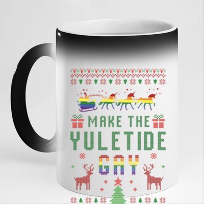 Ugly Christmas Lgbt Pride Rainbow Xmas Make The Yuletide Gay Gift 11oz Black Color Changing Mug