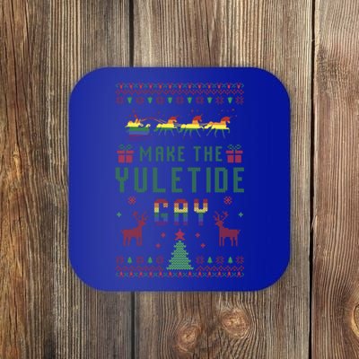 Ugly Christmas Lgbt Pride Rainbow Xmas Make The Yuletide Gay Gift Coaster