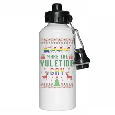 Ugly Christmas Lgbt Pride Rainbow Xmas Make The Yuletide Gay Gift Aluminum Water Bottle