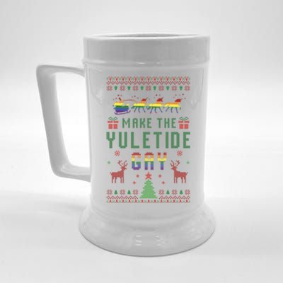 Ugly Christmas Lgbt Pride Rainbow Xmas Make The Yuletide Gay Gift Beer Stein