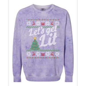 Ugly Christmas Lets Get Lit Funny Tree Funny Gift Colorblast Crewneck Sweatshirt