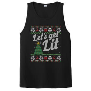 Ugly Christmas Lets Get Lit Funny Tree Funny Gift PosiCharge Competitor Tank