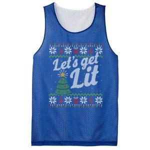 Ugly Christmas Lets Get Lit Funny Tree Funny Gift Mesh Reversible Basketball Jersey Tank