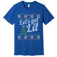 Ugly Christmas Lets Get Lit Funny Tree Funny Gift Premium T-Shirt